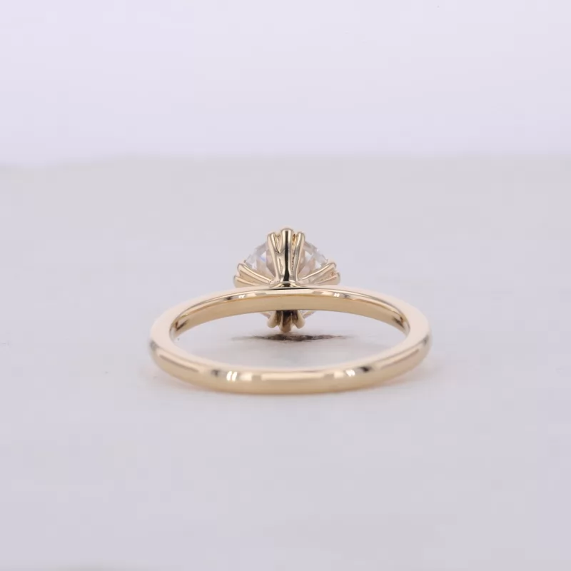 6mm Round Brilliant Cut Moissanite 14K Yellow Gold Solitaire Engagement Ring