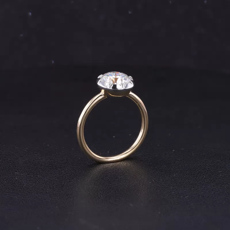 7.5mm Round Brilliant Cut Moissanite 10K Yellow Gold Solitaire Engagement Ring