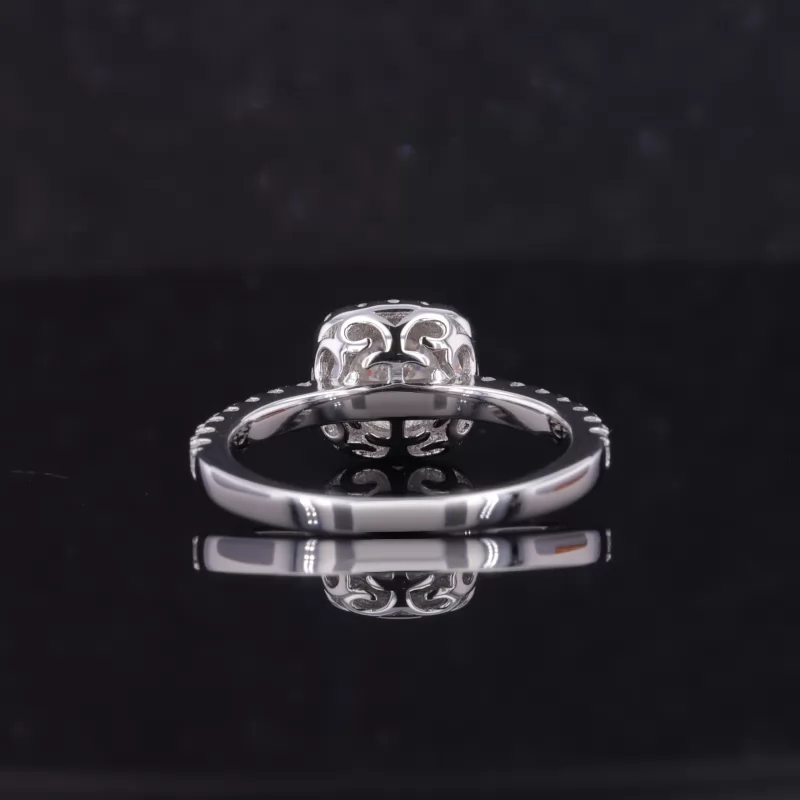 6.5mm Round Brilliant Cut Moissanite S925 Sterling Silver Halo Engagement Ring