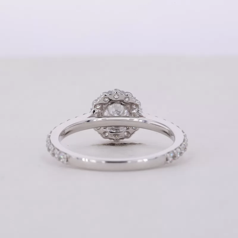 5.14mm Round Brilliant Cut CVD Lab Grown Diamond 14K White Gold Halo Engagement Ring