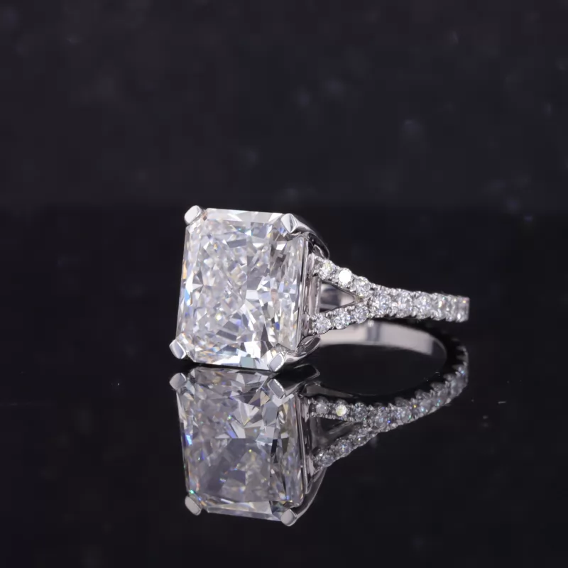 10.5×8.8mm Radiant Cut Lab Grown Diamond 14K White Gold Pave Engagement Ring