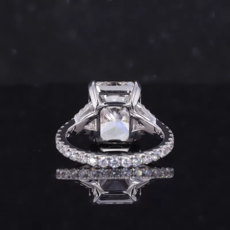 10.5×8.8mm Radiant Cut Lab Grown Diamond 14K White Gold Pave Engagement Ring