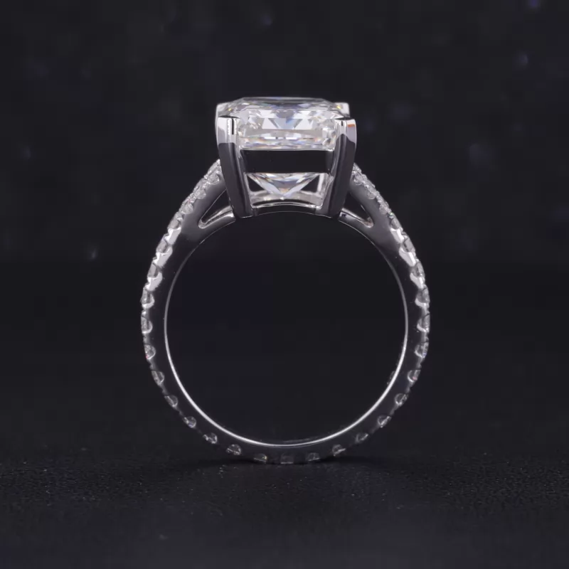 10.5×8.8mm Radiant Cut Lab Grown Diamond 14K White Gold Pave Engagement Ring