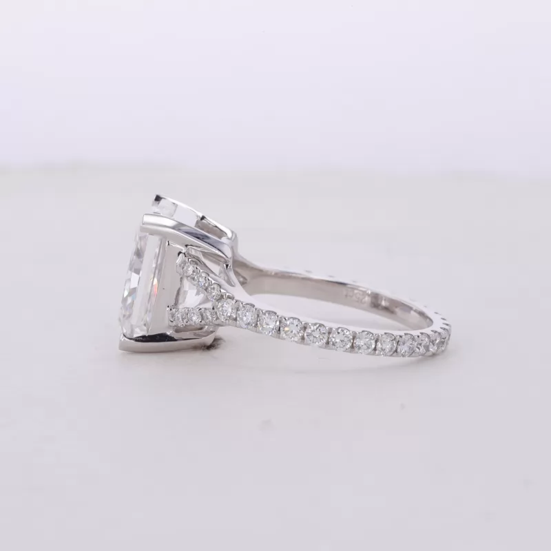 10.5×8.8mm Radiant Cut Lab Grown Diamond 14K White Gold Pave Engagement Ring