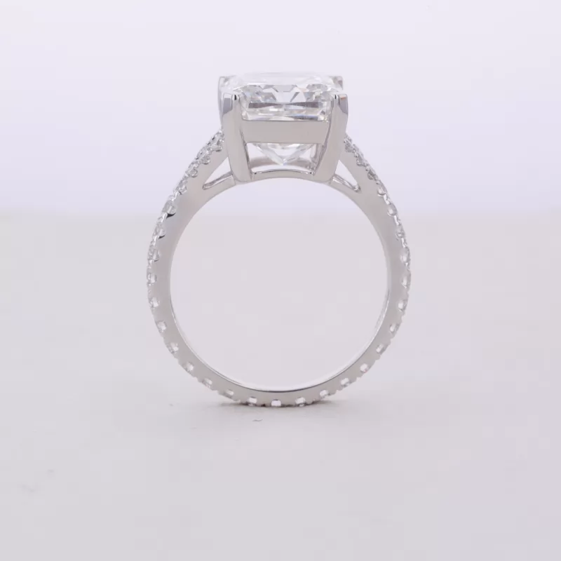 10.5×8.8mm Radiant Cut Lab Grown Diamond 14K White Gold Pave Engagement Ring