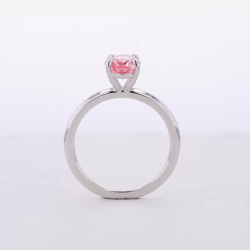 7×9mm Oval Cut Lab Grown Sukura Pink Sapphire S925 Sterling Silver Solitaire Engagement Ring