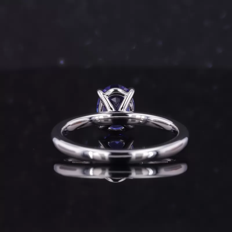 5×7mm Oval Cut Lab Grown Sapphire S925 Sterling Silver Solitaire Engagement Ring