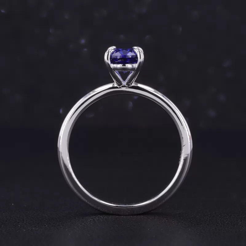 5×7mm Oval Cut Lab Grown Sapphire S925 Sterling Silver Solitaire Engagement Ring