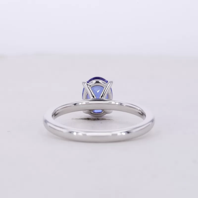 5×7mm Oval Cut Lab Grown Sapphire S925 Sterling Silver Solitaire Engagement Ring