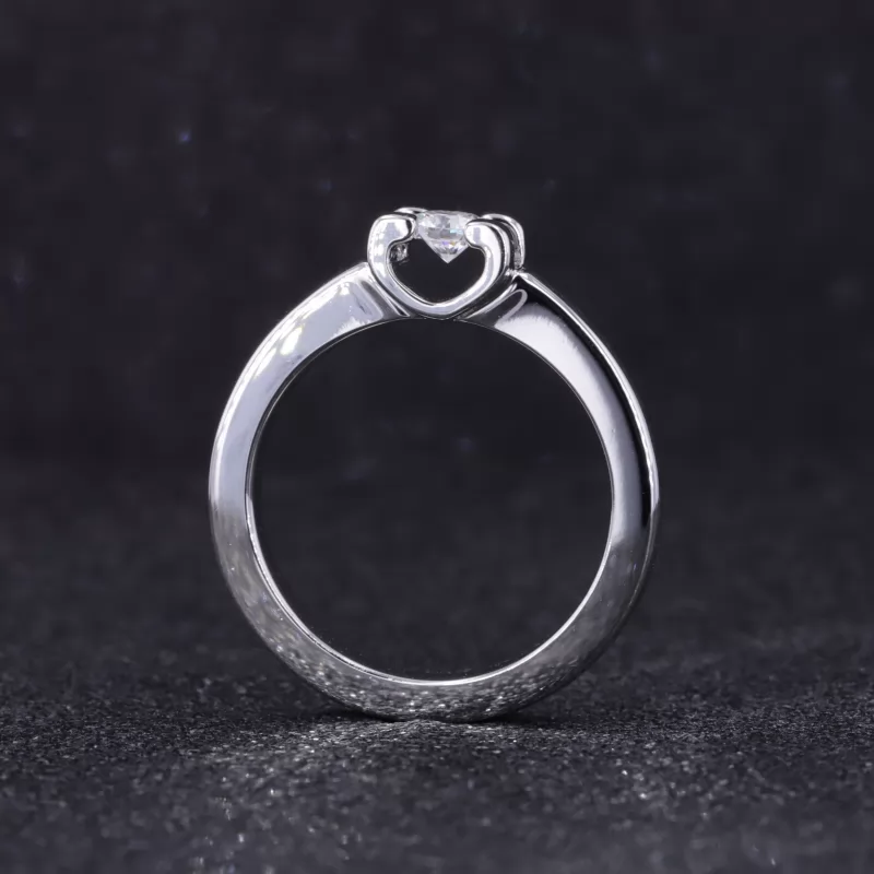 3.5mm Round Brilliant Cut CVD Lab Grown Diamond S925 Sterling Silver Tension Set Engagement Ring