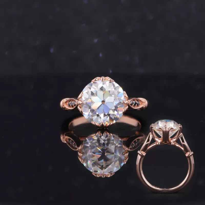 9mm Round Brilliant Cut Moissanite 9K Rose Gold Channel Set Engagement Ring