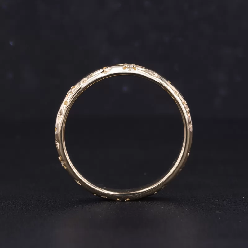 1.5mm Round Brilliant Cut Moissanite 14K Yellow Gold Diamond Ring