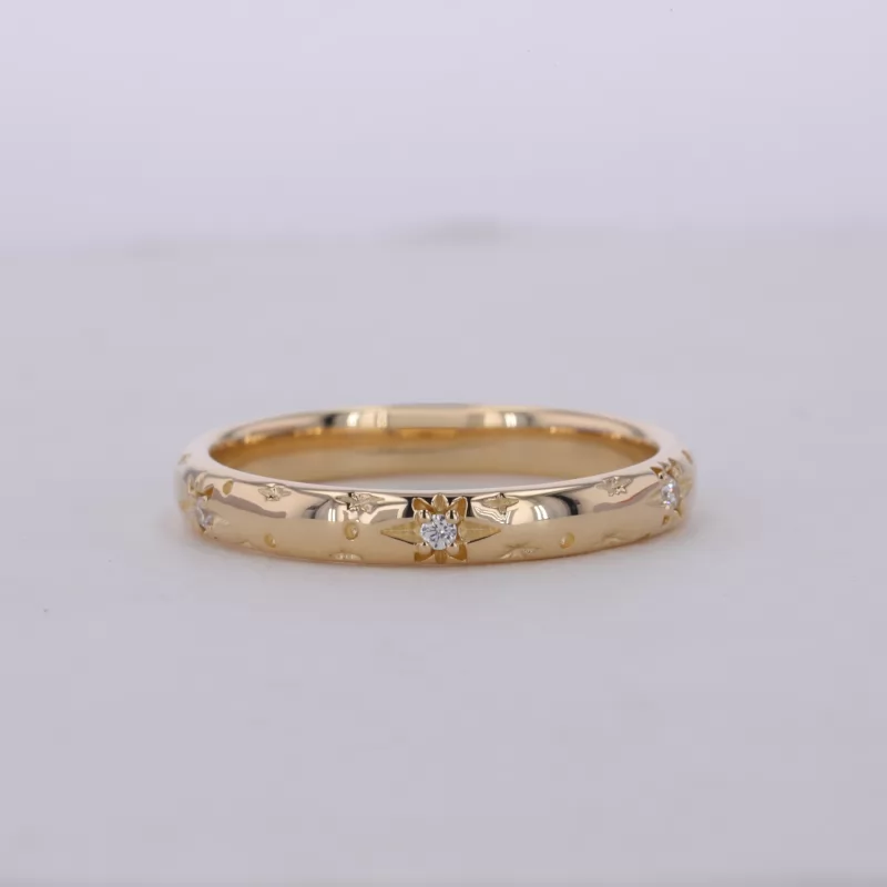 1.5mm Round Brilliant Cut Moissanite 14K Yellow Gold Diamond Ring