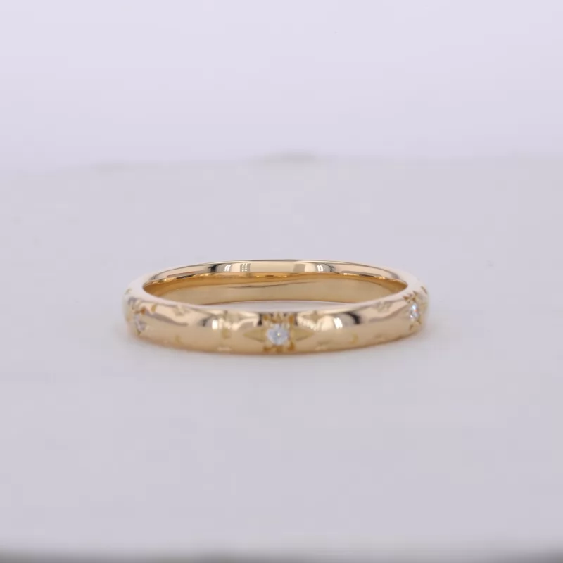 1.5mm Round Brilliant Cut Moissanite 14K Yellow Gold Diamond Ring