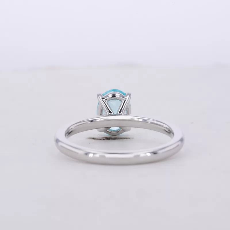 5×7mm Oval Cut Lab Grown Paraiba Sapphire S925 Sterling Silver Solitaire Engagement Ring