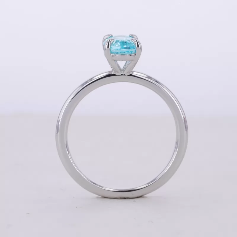 5×7mm Oval Cut Lab Grown Paraiba Sapphire S925 Sterling Silver Solitaire Engagement Ring