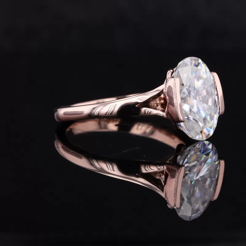 8×12mm Oval Cut Moissanite 18K Rose Gold Tension Set Engagement Ring