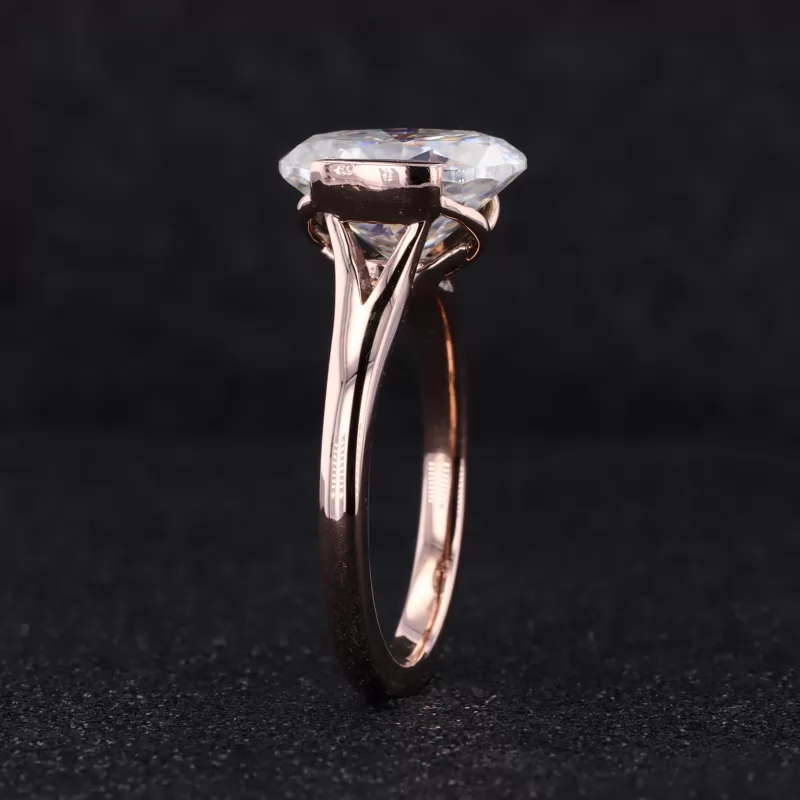 8×12mm Oval Cut Moissanite 18K Rose Gold Tension Set Engagement Ring