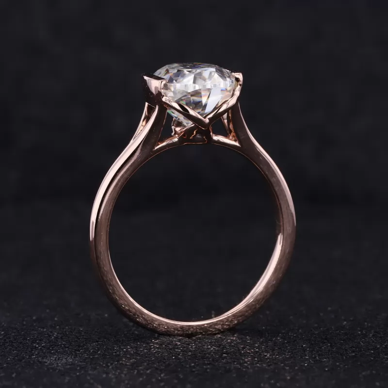 8×12mm Oval Cut Moissanite 18K Rose Gold Tension Set Engagement Ring