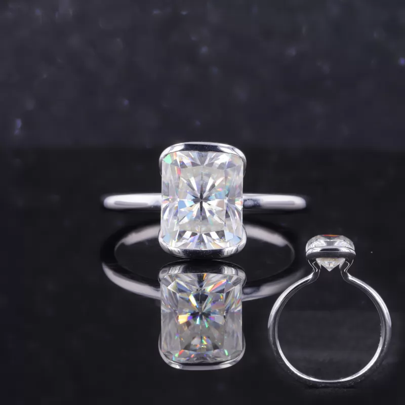 8×10mm Radiant Cut Moissanite 10K White Gold Solitaire Engagement Ring