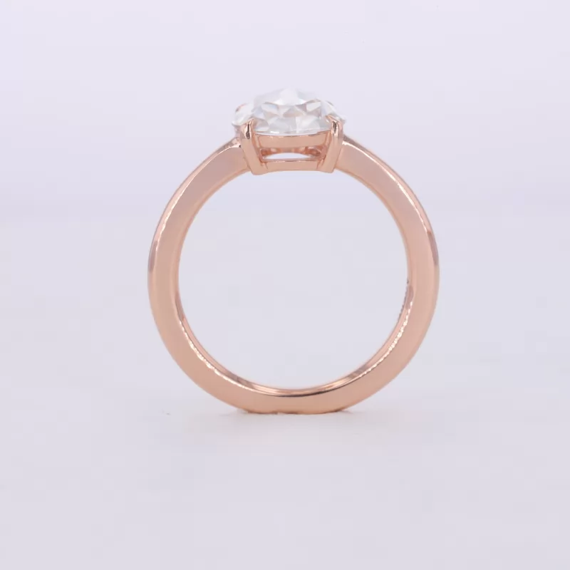 9.5×7mm Oval Shape Single Rose Cut Moissanite 14K Rose Gold Solitaire Engagement Ring