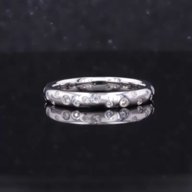 1-1.8mm Round Brilliant Cut Moissanite 10K White Gold Diamond Ring