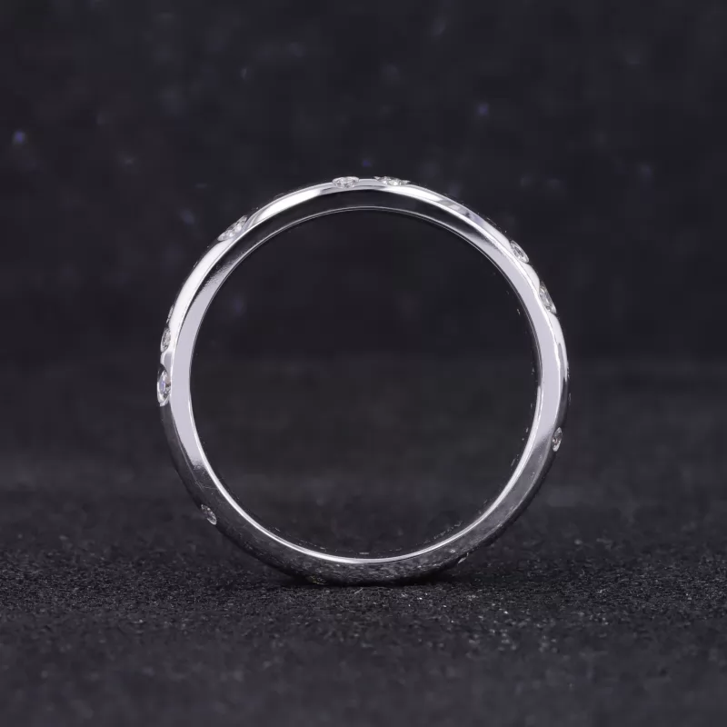 1-1.8mm Round Brilliant Cut Moissanite 10K White Gold Diamond Ring
