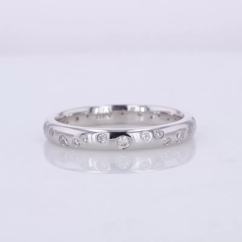 1-1.8mm Round Brilliant Cut Moissanite 10K White Gold Diamond Ring