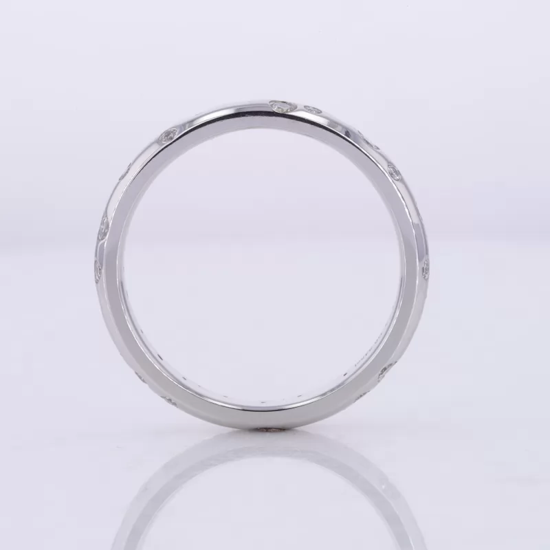 1-1.8mm Round Brilliant Cut Moissanite 10K White Gold Diamond Ring