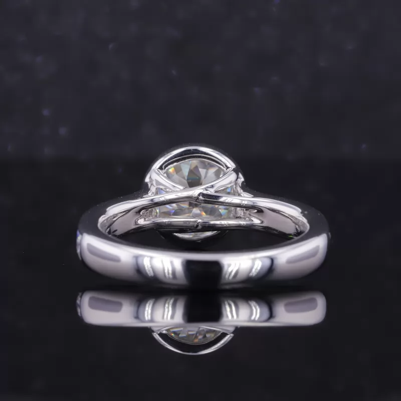 8mm Round Brilliant Cut Moissanite 10K White Gold Channel Set Engagement Ring