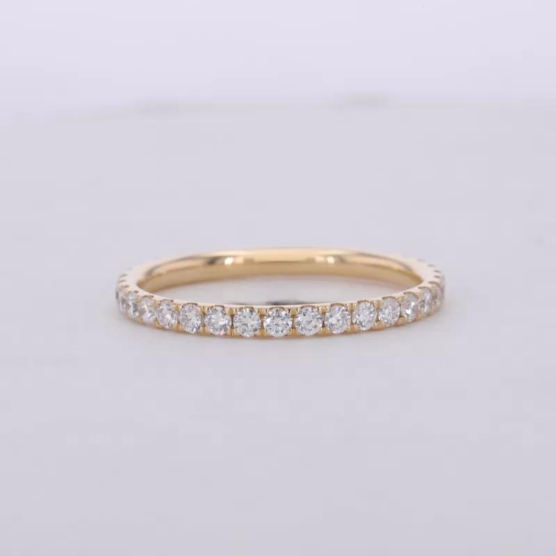 1.8mm Round Brilliant Cut Moissanite 14K Yellow Gold Diamond Eternity Ring