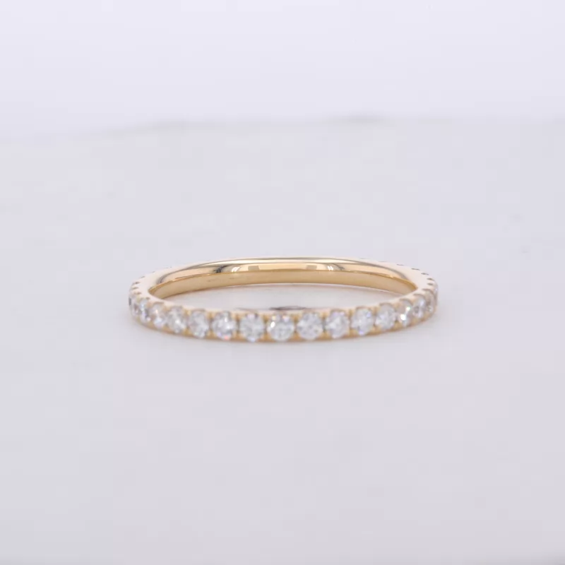 1.8mm Round Brilliant Cut Moissanite 14K Yellow Gold Diamond Eternity Ring