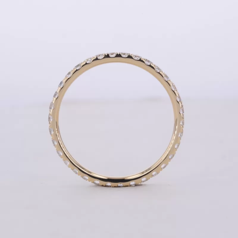 1.8mm Round Brilliant Cut Moissanite 14K Yellow Gold Diamond Eternity Ring