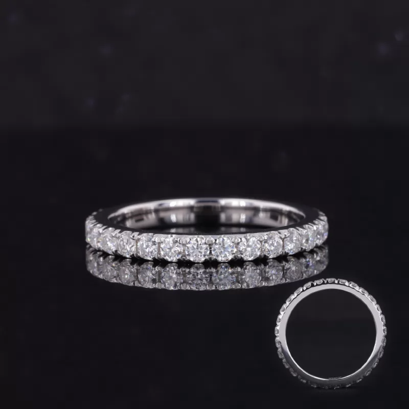 2mm Round Brilliant Cut Moissanite 14K White Gold Diamond Eternity Ring