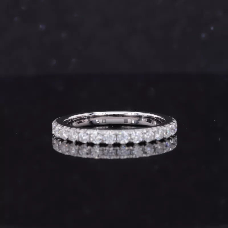 2mm Round Brilliant Cut Moissanite 14K White Gold Diamond Eternity Ring