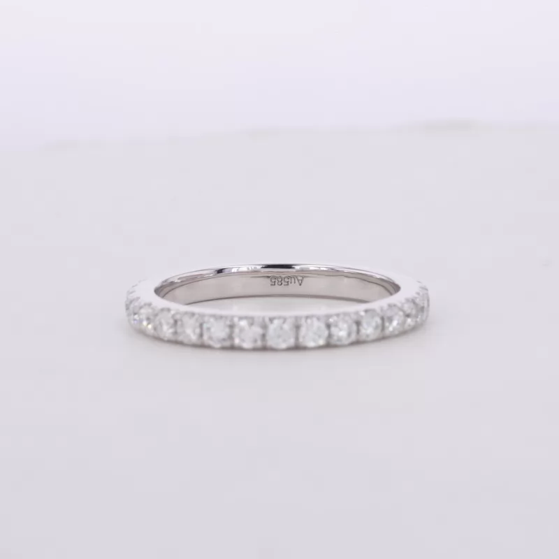 2mm Round Brilliant Cut Moissanite 14K White Gold Diamond Eternity Ring