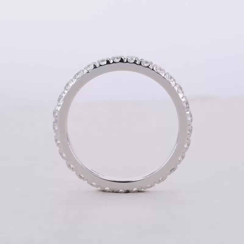 2mm Round Brilliant Cut Moissanite 14K White Gold Diamond Eternity Ring