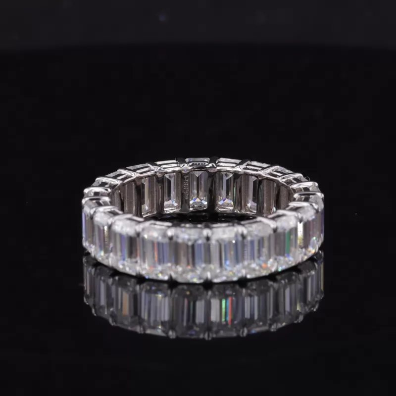3×5mm Octagon Emerald Cut Moissanite 14K White Gold Diamond Eternity Ring