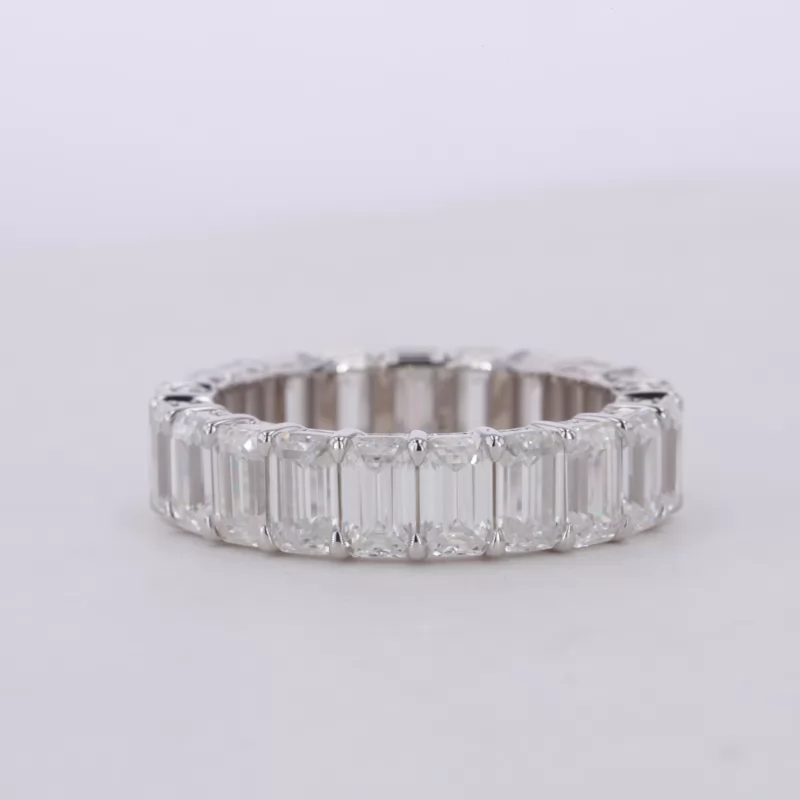 3×5mm Octagon Emerald Cut Moissanite 14K White Gold Diamond Eternity Ring