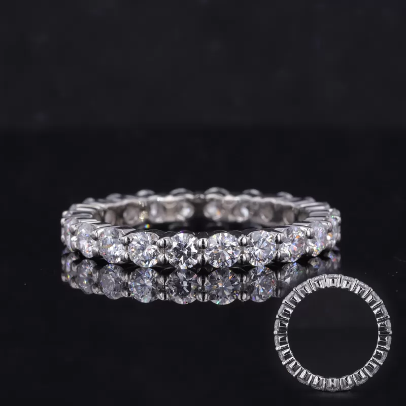 3mm Round Brilliant Cut Moissanite PT950 Diamond Eternity Ring