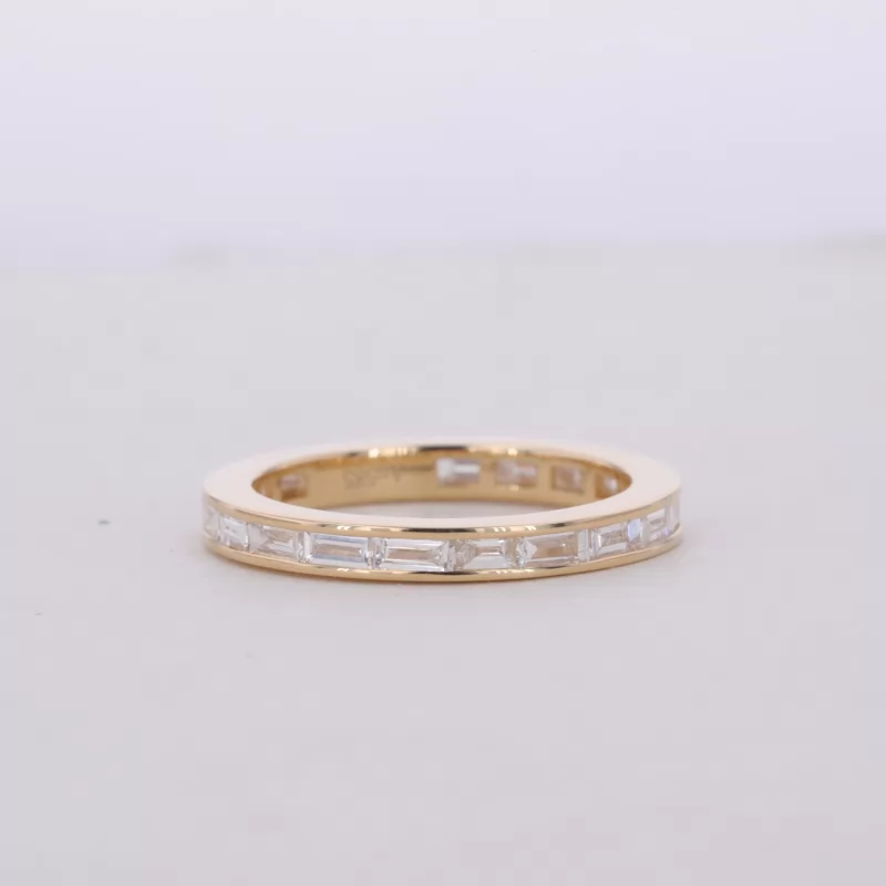 1.5×3mm Baguette Step Cut Moissanite 14K Yellow Gold Diamond Eternity Ring