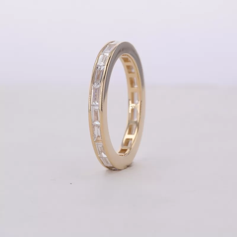 1.5×3mm Baguette Step Cut Moissanite 14K Yellow Gold Diamond Eternity Ring
