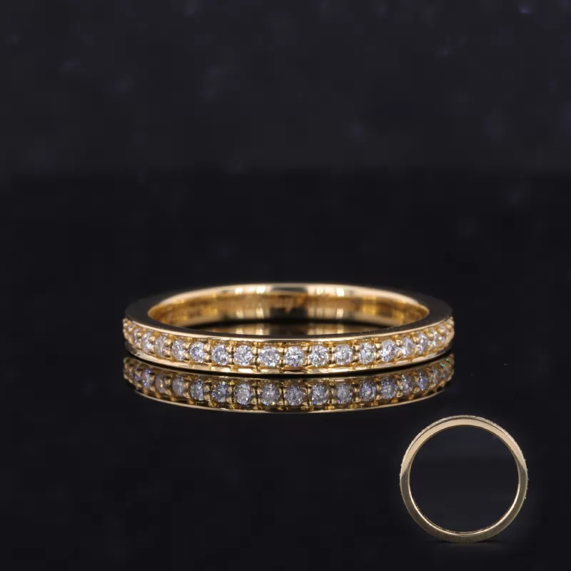 1.3mm Round Brilliant Cut Moissanite 18K Yellow Gold Diamond Eternity Ring