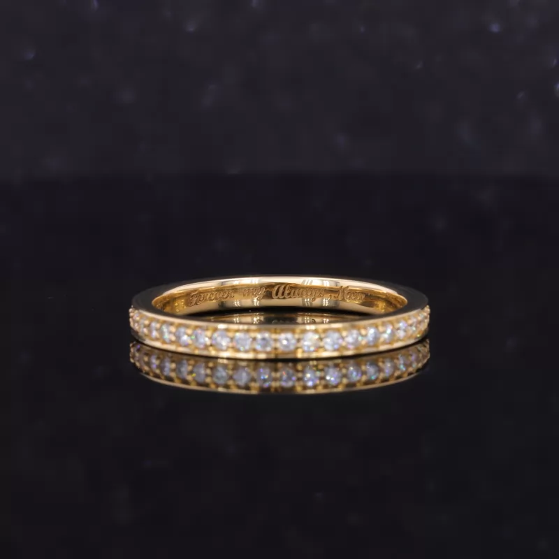 1.3mm Round Brilliant Cut Moissanite 18K Yellow Gold Diamond Eternity Ring