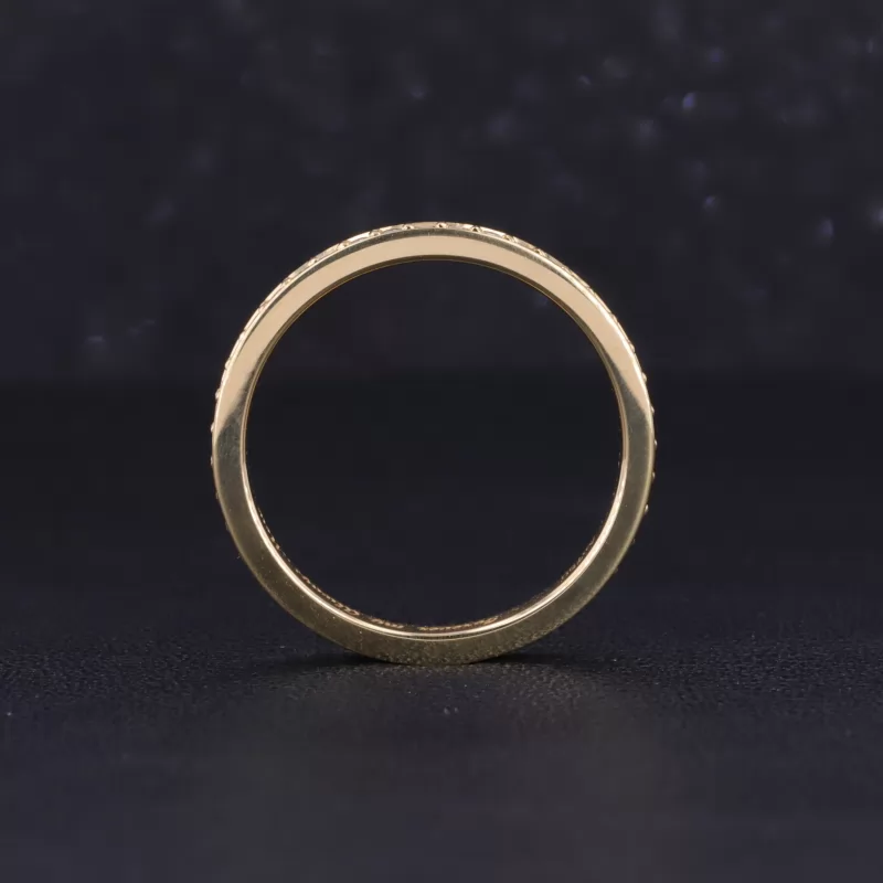 1.3mm Round Brilliant Cut Moissanite 18K Yellow Gold Diamond Eternity Ring