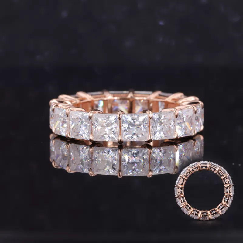 4×4mm Princess Cut Lab Grown Diamond 18K Rose Gold Diamond Eternity Ring