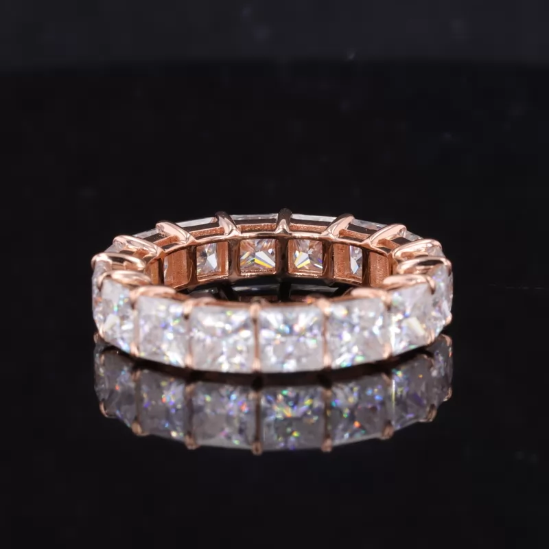 4×4mm Princess Cut Lab Grown Diamond 18K Rose Gold Diamond Eternity Ring