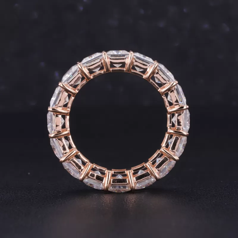 4×4mm Princess Cut Lab Grown Diamond 18K Rose Gold Diamond Eternity Ring