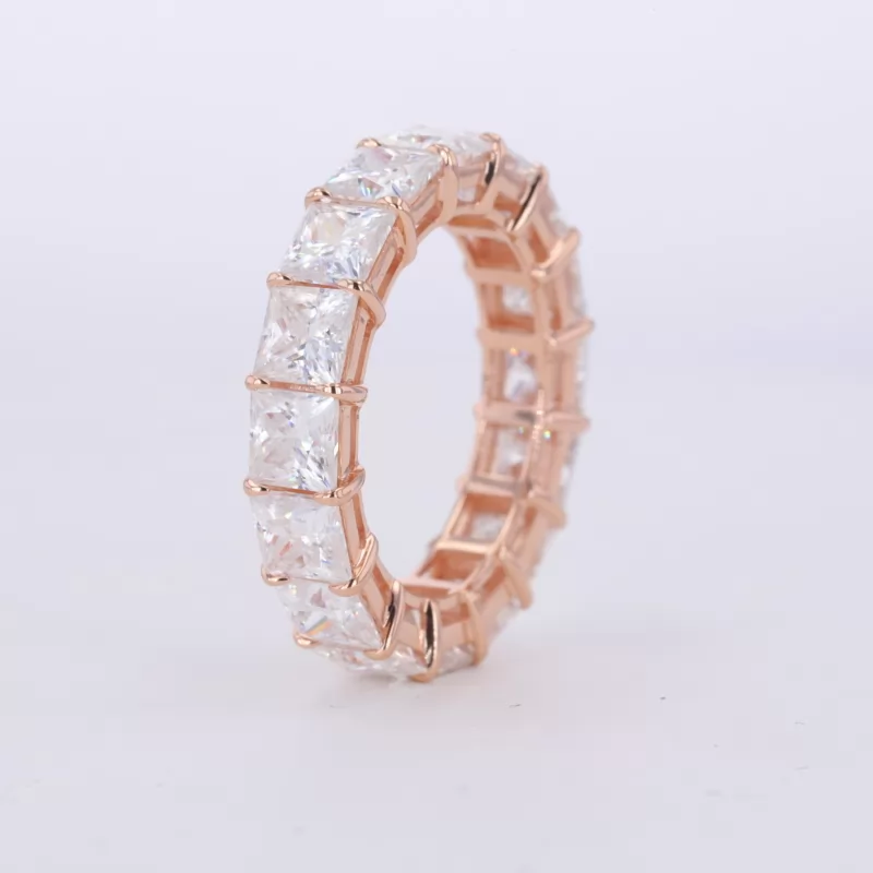 4×4mm Princess Cut Lab Grown Diamond 18K Rose Gold Diamond Eternity Ring