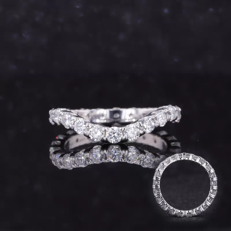 2.5mm Round Brilliant Cut Moissanite 10K White Gold Diamond Eternity Ring